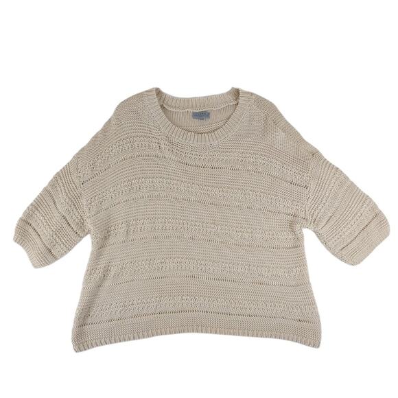 Joseph A Qu'est-Ce Que C'est Silk? Womens L Beige Chunky Knit Sweater Dolman Slv - Picture 1 of 6